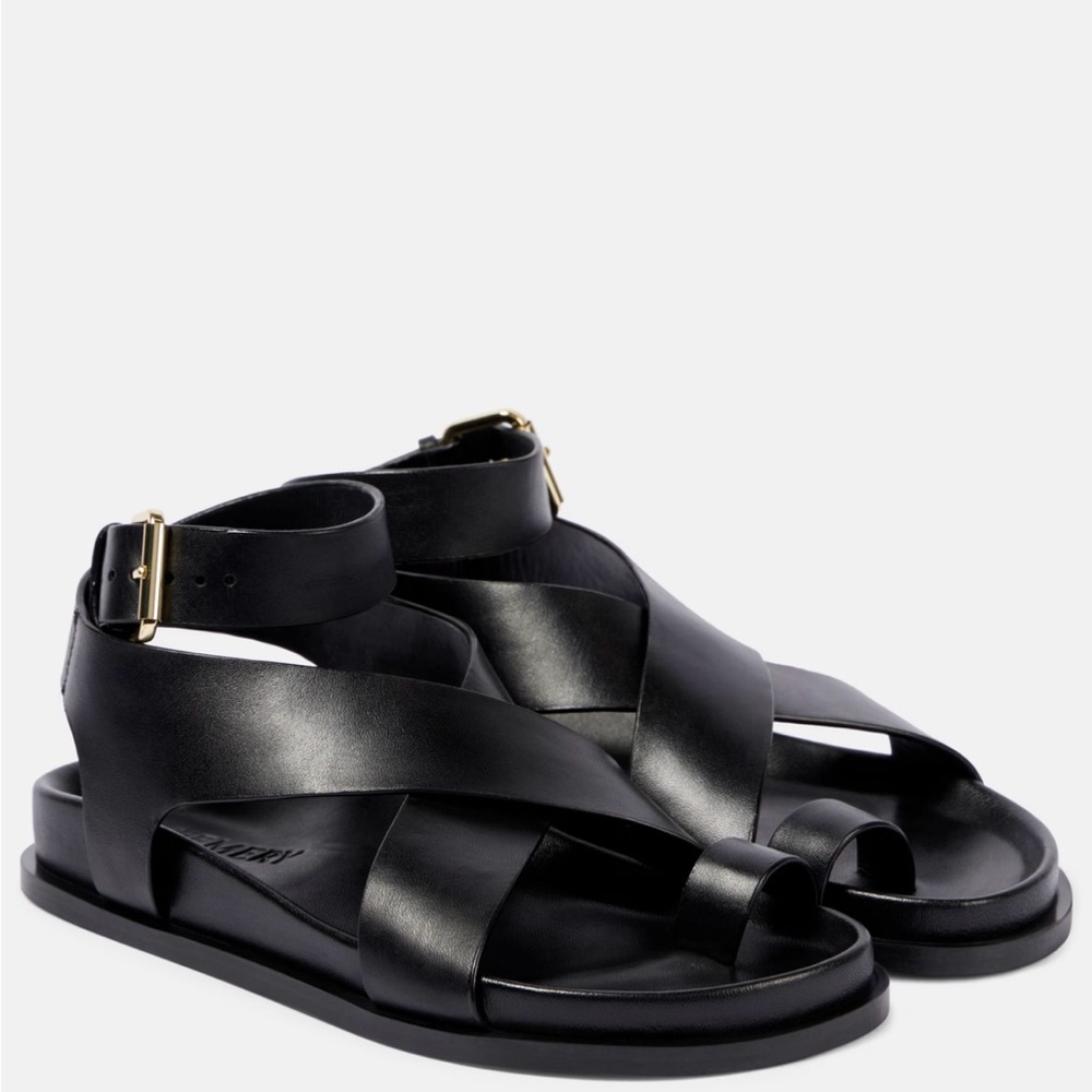 A. Emory Flat Leather Jalen Sandals - Picture 2 of 8